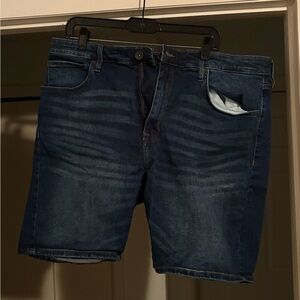 Blue Jean Shorts with Stretch and Faded Wash